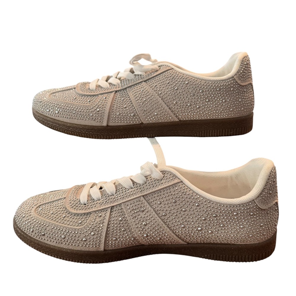Sparkle Studded Women's Sneakers in Light Beige - Picture 7 of 9